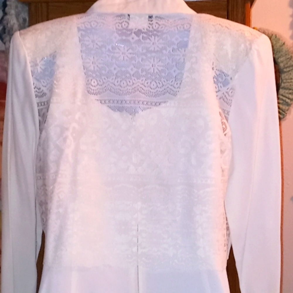 NWT,Vintage 80's,2-pc.,Cream Colored,Dress & Crocheted,Lacey, Jacket Set💕🌹⚘️🦋